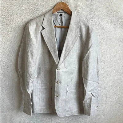 J Crew Fog Grey Crosby Classic-fit suit jacket in linen herringbone Men's 40 S - Image 1 of 4