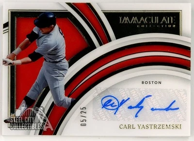 Tarjeta autógrafa Carl Yastrzemski 2022 Panini Inmaculada #CIS-CY 25/05 Foto 1 de 2