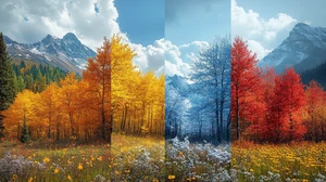 Leinwandbild leuchtend gelb und rot Herbst Bäume Wandbild Poster Druck - Bild 1 von 22