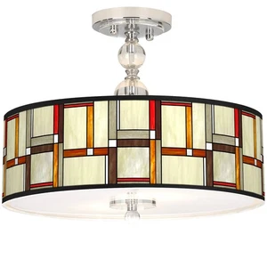 Modern Squares Giclee 16" Wide Semi-Flush Ceiling Light - Picture 1 of 4