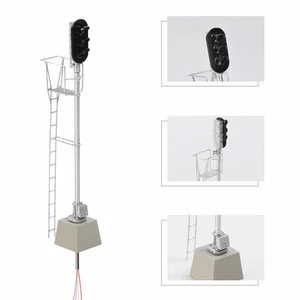 HO Scale 1:87 Vertical 3-Light Brass Traffic Signal Green Yellow Red LEDs - Picture 1 of 6