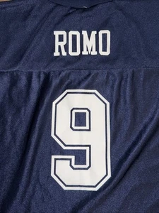 NFL Blue Dallas Cowboys V Neck Jersey Romo #9 Football Sports Shirt Kid Large - Picture 1 of 13