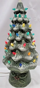 Vintage 1980’s Ceramic Christmas Tree with Lamp is 17” with Seperate Base - Picture 1 of 17