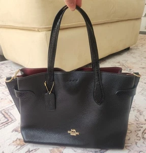 Coach CH187 Hanna Carryall Pebble/ Snake-embossed Leather Gold/Black - Picture 1 of 10
