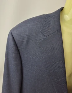 Canali 13290 Men's Navy Blue Windowpane Sport Coat Jacket Size 54 R EU/ 44 US - Picture 1 of 7