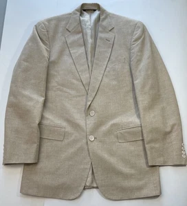 Paul Stuart Tan Blazer Sport Coat 42L Cotton Silk Linen Jacket Made in USA Mens* - Picture 1 of 12