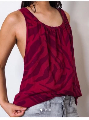 Camiseta sin mangas Marc By Marc Jacobs mezcla de lana borgoña cebra cross back talla M Foto 1 de 4