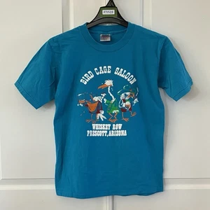 Vtg Bird Cage Saloon AZ Shirt Adult L Blue Single Stitch Puff Graphics Mens USA - Picture 1 of 9