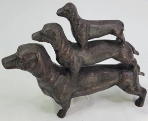 Vintage Cast Iron Dachshund Dogs -  Paper Weight - Door Stop - Decor - Picture 1 of 4