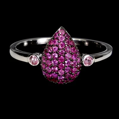 925 Sterling Silver Ring Ruby Myanmar Round Diamond Cut Gemstone Jewelry Size 8 - Image 1 of 4