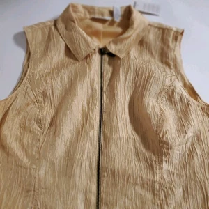 💛 Neu mit Etikett Weekends by Chico's Hahnee Weste Damen 2 große 12 Geißblatt gelb Reißverschluss - Bild 1 von 15