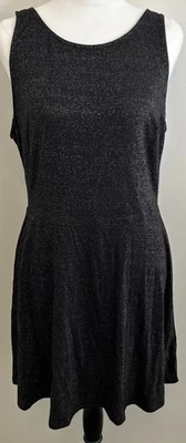DIVIDED H&M Womens Sz M Black Skater Dress Sparkly Stretch VGC - image 1 of 4