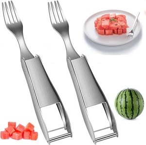 2pcs 3 in 1 2024 Portable Watermelon Fork Cutter Slicer, Stainless Steel A - Picture 1 of 5