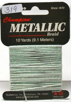 Gudebrod Fly Tying Material HERL Round Metallic Braid Pearl apx 8 Yards #319 - Image 1 of 4