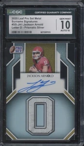 2025 Pro Set Metal Letter O Silver Jackson Arnold 15/25 Gem Mint CGC 10 10 Auto - Picture 1 of 2