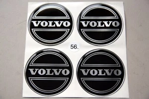 Rare VOLVO d= 56mm Alloy Wheel Center Cap Cover Logo Sticker Set BLACK - Picture 1 of 3