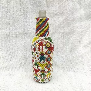1940s Vintage Christmas Decorative Handwork Beads Humans Birds Glass Bottle G756 - Picture 1 of 6