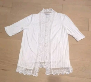 Sehr guter Zustand Roaman's vorne offen 3/4 Ärmel weiß groß Boho Strand Festival Cover Up - Bild 1 von 8