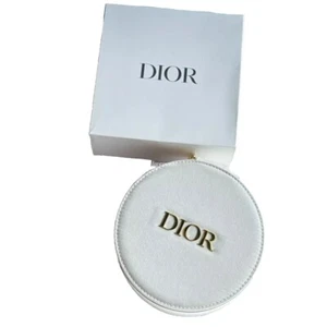 NIB {DIOR} Round Gold Logo Ivory/ White Vanity Case With Mirror - Makeup Case - Picture 1 of 7