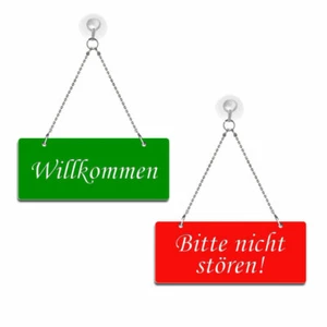 Willkommen/Bitte nicht stören! - Wendeschild mit Kette,Saugnapfhaken,rot/grün - Bild 1 von 3