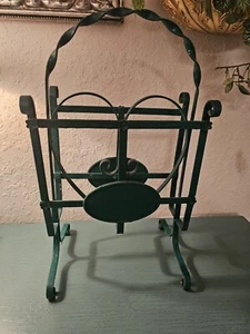 Antique 1930's Wrought Iron Magazine Rack W/Iron Scroll Work-Very Good - Picture 1 of 12