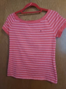 Tommy Hilfiger size Small Emblem Women's Shirt Striped top EUC knit boat neck - Picture 1 of 6