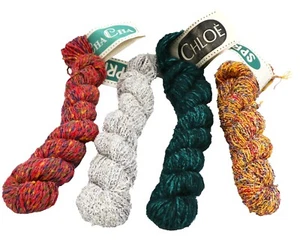 LOT OF O5 -BERROCO CHA- CHA CHLO MULTICLR AND SPRITE TWEED COTTON MIX YARN HANKS - Picture 1 of 3