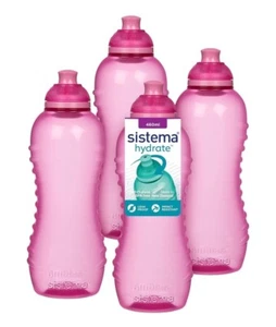 4 x Sistema Twist N Sip Squeeze Drink Water Bottle 460ml Leakproof School Sport! - Picture 1 of 5
