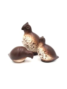 Howard Pierce 3 Piece Quail Family Pottery Brown Birds Figurines  - Picture 1 of 17