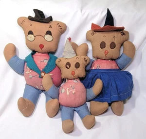 Oso de peluche hecho a mano de felpa familia de 3 vintage/antiguo - Imagen 1 de 7