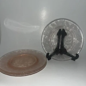 SET 4 HARTRIEGEL/APFELBLÜTE 8" MITTAGESSEN TELLER ROSA DEPRESSION GLAS VINTAGE - Bild 1 von 5