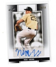 2019 Leaf Perfect Game National Showcase Black Nick Vieira Auto #19/50