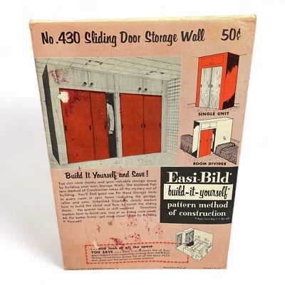 1954 Build it Yourself Easi-Bild patrón puerta corredera pared de almacenamiento no. 430 Foto 1 de 4