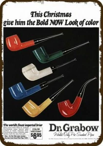 1971 DR. GRABOW Tabakpfeife Vintage-Look-Edge **DEKORATIVE NACHBILDUNG METALLSCHILD** - Bild 1 von 1