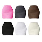 Women s Basic Ribbed Knit Stretchy Short Mini Pencil Bodycon Skirt Streetwear