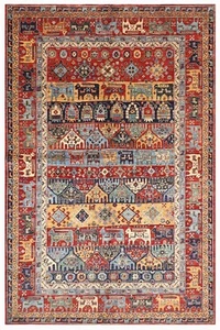 6 x 9 ft Tribal Animal Area Rug Afghan Hand Knotted Veg dye Wool Living Room Rug - Picture 1 of 10