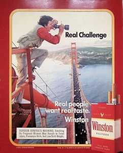 VINTAGE 1980er Jahre Druckanzeige ~ Winston Zigaretten ~ Echte Menschen wollen echten Geschmack - Bild 1 von 1