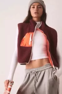 NWT FREE PEOPLE MOVEMENT HIT THE SLOPES VEST SZ XS OXBLOOD MULTI - Picture 1 of 9