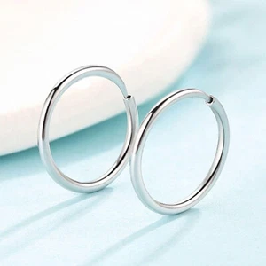 Reines Platin 950 Creolen Herren Damen Glück glatt glänzend Kreis kleine Ohrringe - Bild 1 von 6