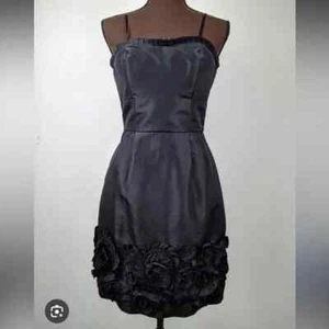 Max and Cleo black rose ruffle appliqué dress prom formal bridal - Picture 1 of 10