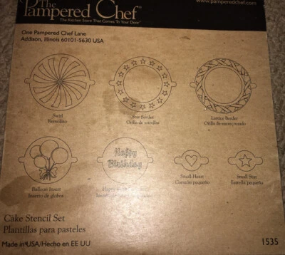 PAMPERED CHEF Plate Art & Stencil Set #1535 *NEW* DECORATE CAKES PIES CUPCAKES - Image 1 of 4