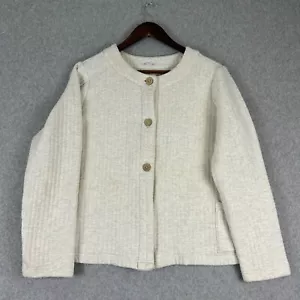 Cardigan J Jill Pure Jill donna medio avorio costine bottoni tasca minimalista - Foto 1 di 14