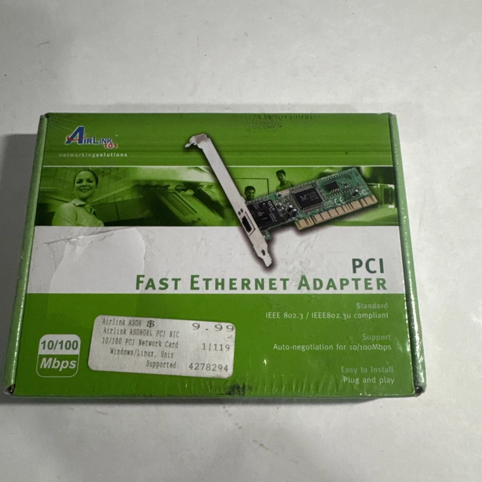 Vintage AirLink 101 PCI Fast Ethernet Adapter New Sealed 10/100 Mbps - New - Image 1 of 4