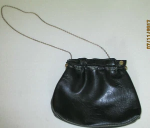 Vintage 50er schwarze Handtasche, Geldbeutel, Abendtasche mit verstellbarer Kette FS Original - Bild 1 von 8
