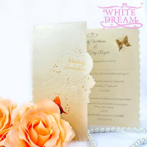 Personalised Butterflies Wedding Invitations Day/Evening Embossed FREE ENVELOPES - Picture 1 of 3