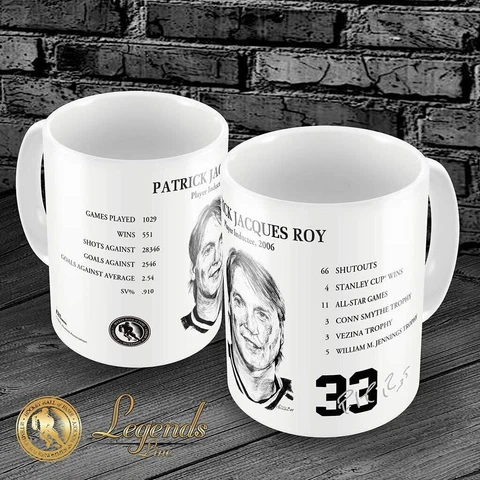 2006 Patrick Roy NHL Legend Hockey Hall of Fame Career Stats 15oz Ceramic Mug Cover