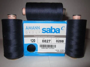 0,006 €/1m) 1000 m hilo de coser AMANN SABA espesor 120 100% poliéster azul oscuro - Imagen 1 de 1