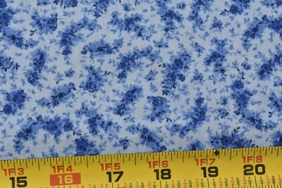 Edredón de algodón 34" largo, vintage, azul calicó sobre azul claro, telas generales, P3216 Foto 1 de 4