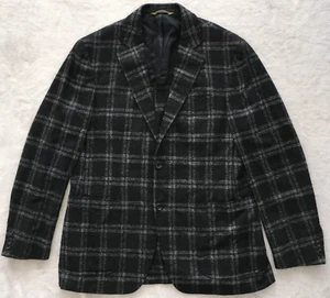 Canali Kei mens Black Checked Plaid Two Button Wool Blazer size 52 - Picture 1 of 9