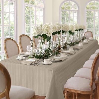 Denley Stripe Jacquard Fabric Tablecloth - Image 1 of 4